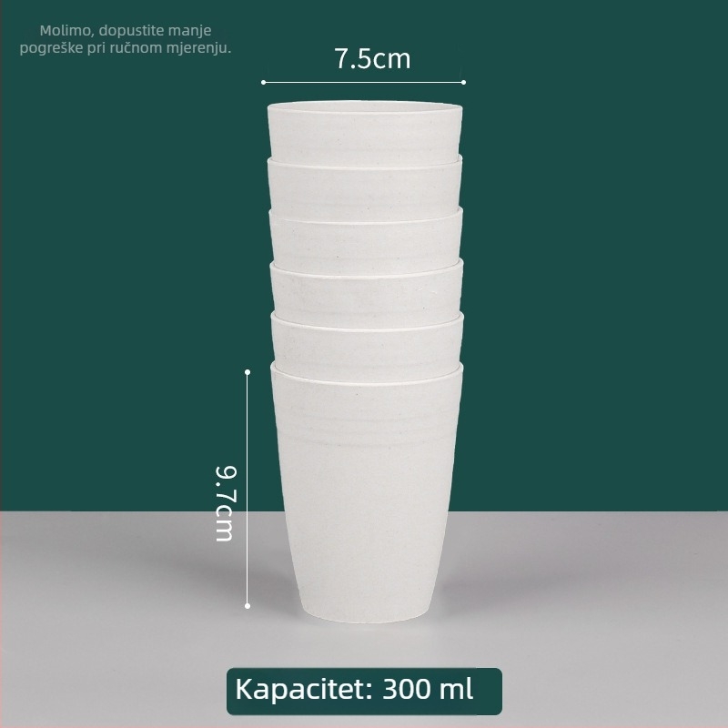 Jednokratna čaša od rižine ljuske, prehrambene kvalitete, kapacitet 101–200 ml, pogodna za mikrovalnu, biološki razgradiva