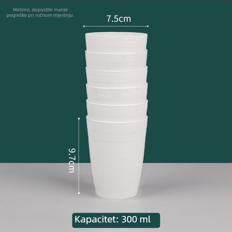 Jednokratna čaša od rižine ljuske, prehrambene kvalitete, kapacitet 101–200 ml, pogodna za mikrovalnu, biološki razgradiva