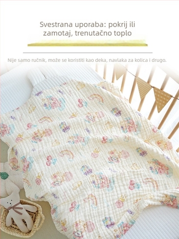 Dječji ručnik za kupanje od pamukaste gaze — upijajući, uzor crtani, sve sezone, za djecu 1–3 godine