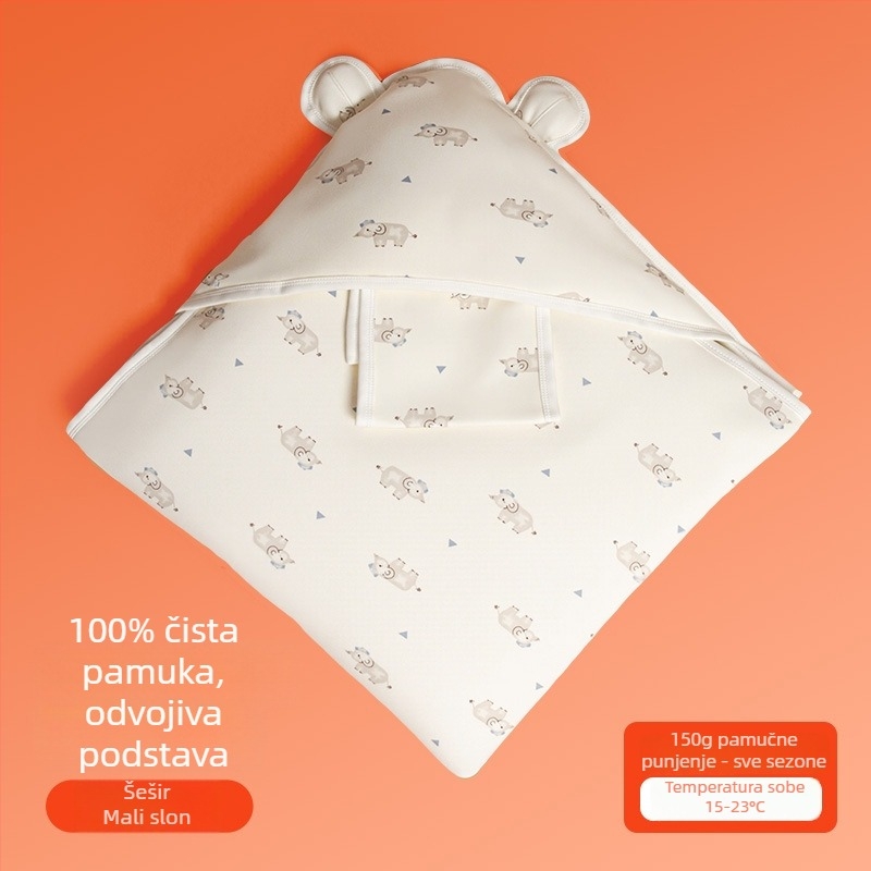 Deka s odvojivom unutarnjom postavom, debeli zimski dizajn, 100% pamuk, uzorak životinja, za novorođenčad (0–1 godina)