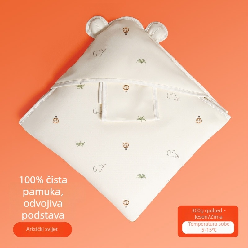 Deka s odvojivom unutarnjom postavom, debeli zimski dizajn, 100% pamuk, uzorak životinja, za novorođenčad (0–1 godina)