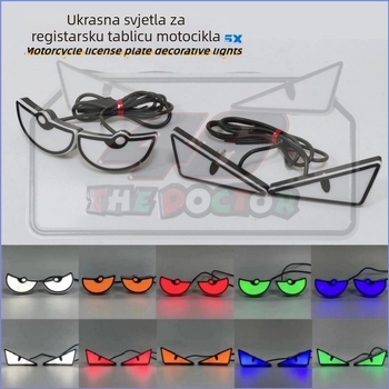 LED svjetlo za vijke registarske pločice motocikla — trokut očiju vraga, univerzalni dekorativni dodatak, 12 V, 0,15 A, plast, broj dodatka 143