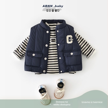 Dječja zimska debela vest s pamukom u podstavku, vanjski najlon, korejskog stila kardigan, jednostruko kopčanje