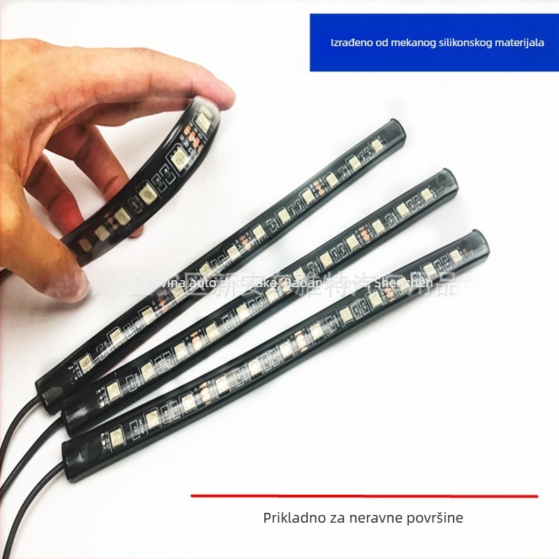 Unutarnje automobil RGB atmosfera svjetlo s glasovnom kontrolom, silikon, model One drag four 12SMD, napon 12V, struja 0.25A, prilagodljiva obrada