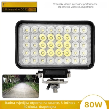 LED radna svjetla za ekskavatore i građevinske strojeve — 80W, 12V, aluminijska legura, model ZS-1582, otporno na udarce