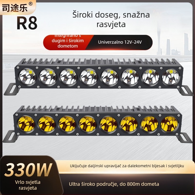 Auto LED reflektor s laserskim kanonom, 330W, 12V, aluminijsko kućište, dugačak domet svjetlosnog bara za kamion, svjetlo za maglu