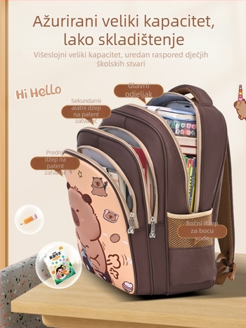 Unisex dječji ruksak za osnovnu školu, EVA materijal, lagan dizajn za smanjenje opterećenja, anime crtić uzorak, unutarnja podstava od sintetičke kože, marka Huibeixiong, zakrivljene naramenice