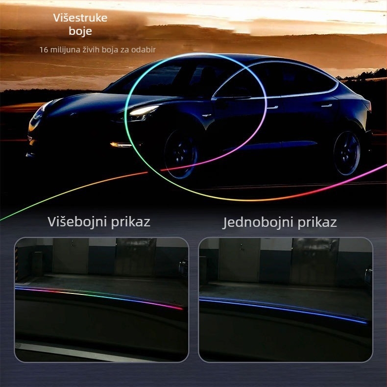 Silikonska ambijentalna rasvjeta za središnju konzolu – dekorativno unutarnje osvjetljenje, ugrađena instalacija, 10W, 5V, 0.2A, univerzalna kompatibilnost, prednji unutarnji prostor