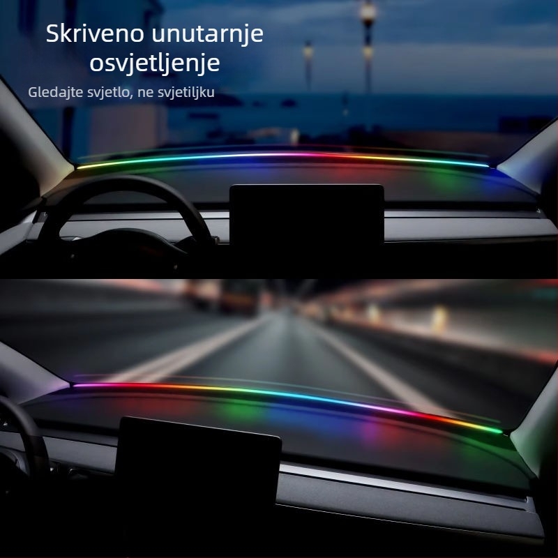 Silikonska ambijentalna rasvjeta za središnju konzolu – dekorativno unutarnje osvjetljenje, ugrađena instalacija, 10W, 5V, 0.2A, univerzalna kompatibilnost, prednji unutarnji prostor