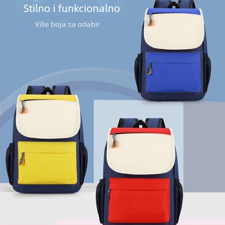 Ruksak za osnovnu školu s prilagođenim logom, lagan, Oxford tkanina, 20-35L, unutarnji džepovi: skriveni džep sa zipom, džep za dokumente i pretinac za knjige; vodootporan i otporan na habanje