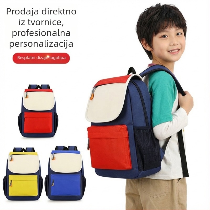 Ruksak za osnovnu školu s prilagođenim logom, lagan, Oxford tkanina, 20-35L, unutarnji džepovi: skriveni džep sa zipom, džep za dokumente i pretinac za knjige; vodootporan i otporan na habanje