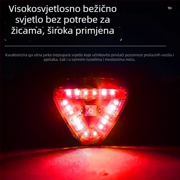 Solarnu trokutasto strob svjetlo za motocikle, ABS kućište, 12V, 5W, 0,5A