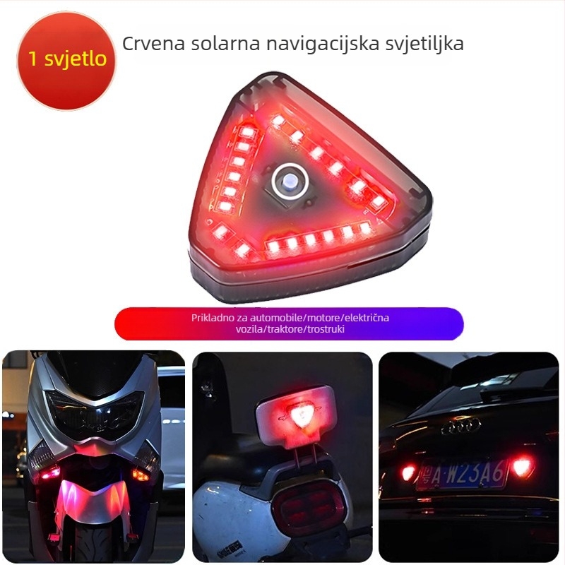 Solarnu trokutasto strob svjetlo za motocikle, ABS kućište, 12V, 5W, 0,5A