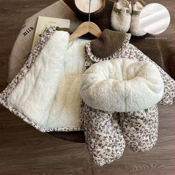 Dječji kućni set odjeće – korejski stil, debeli zimski pidžama set s flis podstavom, crtani motiv, toplo za djecu od 3 do 8 godina