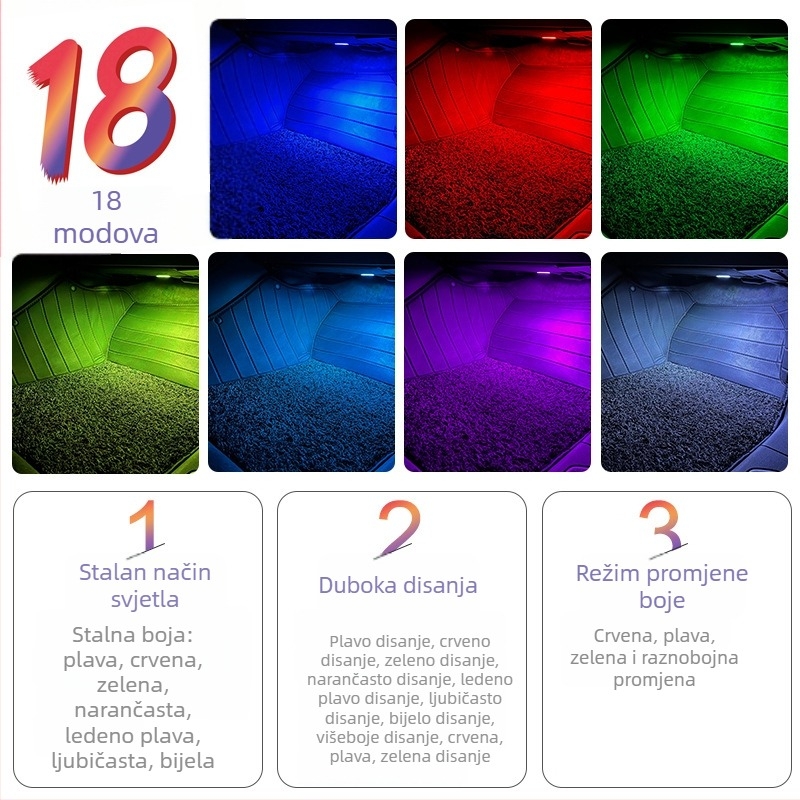 Ambijentalno svjetlo za Audijev prostor za stopala — ugrađena instalacija, 12V, 5W, PC kućište