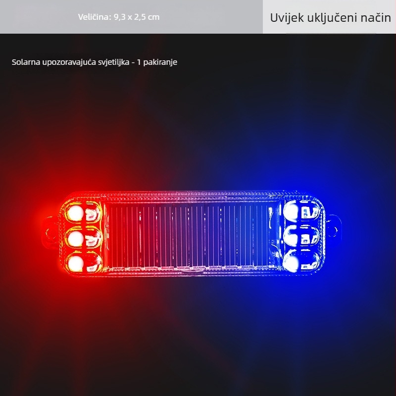 Chebufang solarni upozoravajući bljeskalica za motocikle, ABS + visoko sjajne LED diode, 12V, 3W, model 0126, pogodno za automobile, motocikle, bicikle i tricikle