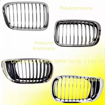BMW E46 Prednja središnja rešetka – Metalna mreža za ventilaciju, Pig Nose, Dvostruki bubrezi