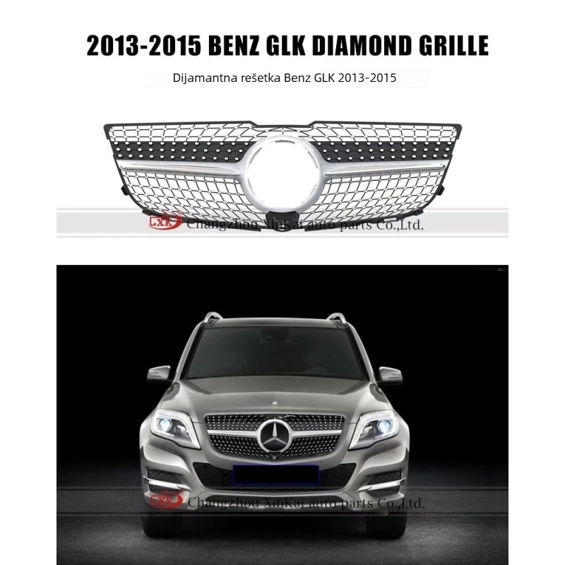 Mercedes-Benz GLK 2013-2015 GT prednja rešetka sa zvjezdastim uzorkom, ABS plastika, montaža na branik