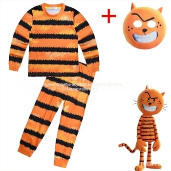 Dječji dvodijelni kućni set, top s dugim rukavima i hlače, digitalni otisak psa i mačke, mekana mješavina pamuka, unisex, proljeće 2025