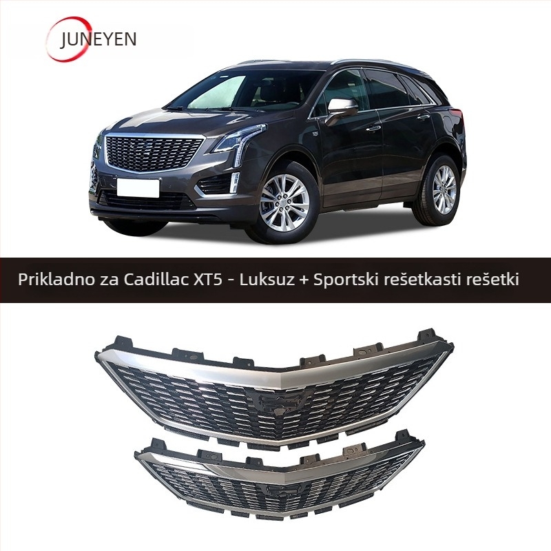 Prednja rešetka Cadillac XT5 2020–2022, ABS plastika, ugradnja na braniku