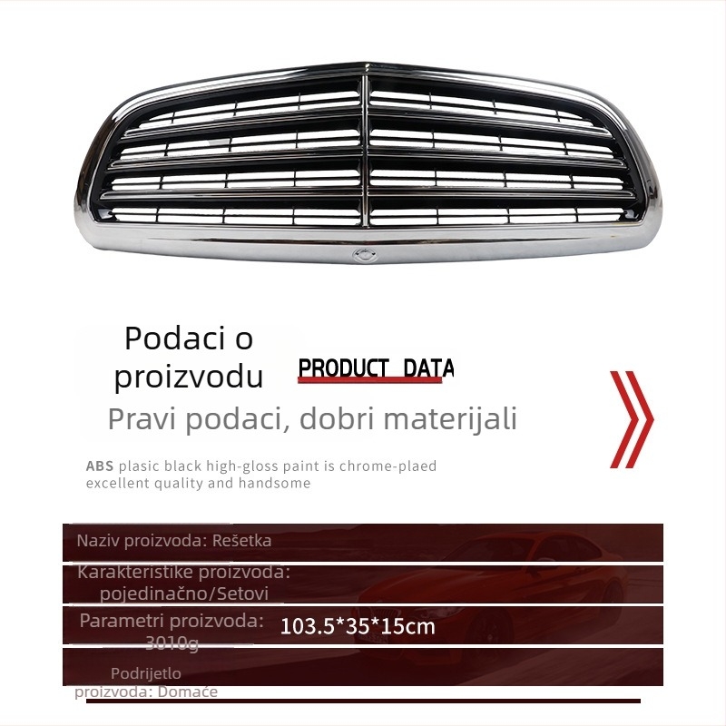 Srednja rešetka prednjeg branika za Mercedes-Benz W213 E200 E350 - ABS plastika - Dijeli broj 213 880 0683 - Ugradnja na branik