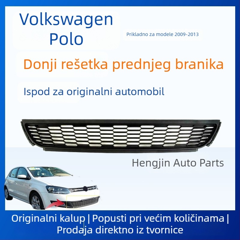 Donja prednja rešetka za VW Polo (2009-2013), ABS plastika, montaža na branik, broj dijela 6RD 853 677A, Hengjin
