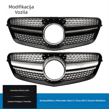 Prednja maska za Mercedes-Benz E-Class W212 (2010-2013), ABS plastika, ugradnja u branik, uzorak sa zvjezdama