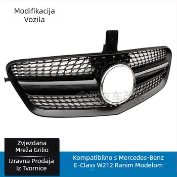 Prednja maska za Mercedes-Benz E-Class W212 (2010-2013), ABS plastika, ugradnja u branik, uzorak sa zvjezdama