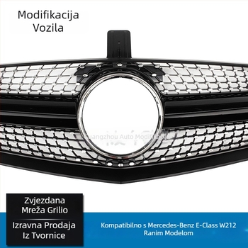 Prednja maska za Mercedes-Benz E-Class W212 (2010-2013), ABS plastika, ugradnja u branik, uzorak sa zvjezdama