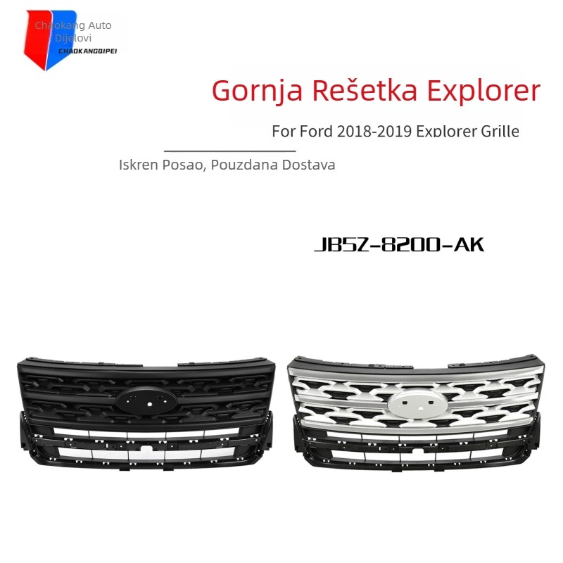 Gornja rešetka hladnjaka srednja mreža za Ford Explorer 2018–2019, ABS plastika, ugradnja na branik, JB5Z-8200-AK, Chaokang