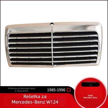 Prednja mreža s mrežom za Mercedes-Benz E-Class W124/W201/W190 | ABS, ugradnja u branik, kompatibilno 1982–1993 i 1985–1996