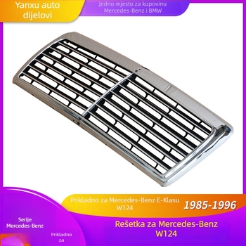Prednja mreža s mrežom za Mercedes-Benz E-Class W124/W201/W190 | ABS, ugradnja u branik, kompatibilno 1982–1993 i 1985–1996