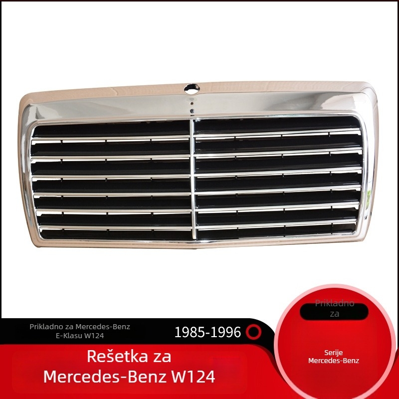 Prednja mreža s mrežom za Mercedes-Benz E-Class W124/W201/W190 | ABS, ugradnja u branik, kompatibilno 1982–1993 i 1985–1996