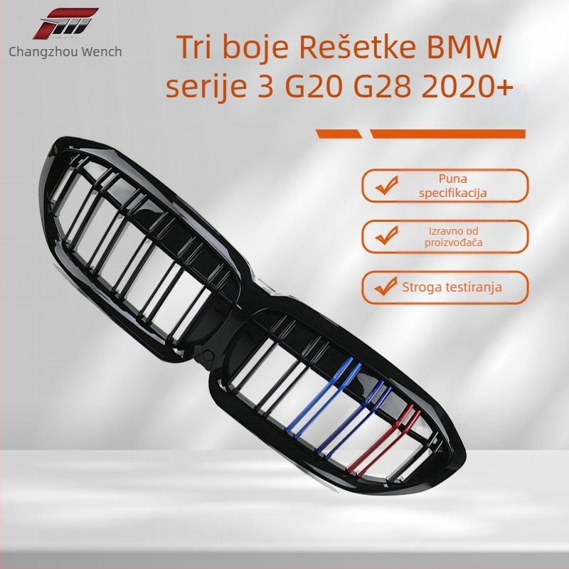 Prednja rešetka s usisom zraka za BMW Serija 3 G20/G28 (2020+), ABS, zamjena bez bušenja, ugradnja u braniku – Donghaolin