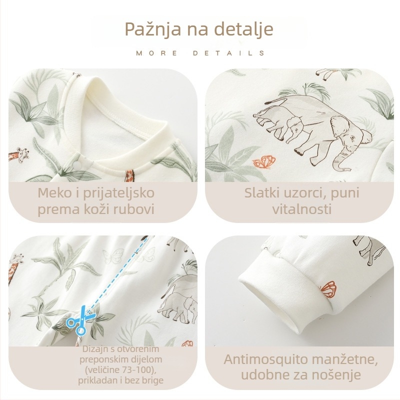 Unisex dječji pidžama set za jesen 2025 s zaštitom trbuha, meka baršunasto-pamučna tkanina, crtani casual stil, za dob 1–3 godine