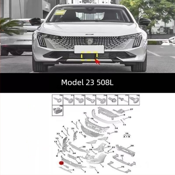 Donji srednji poklopac rešetke za Peugeot 508L, ABS plast, ugradnja na branik, modeli 2019-2023