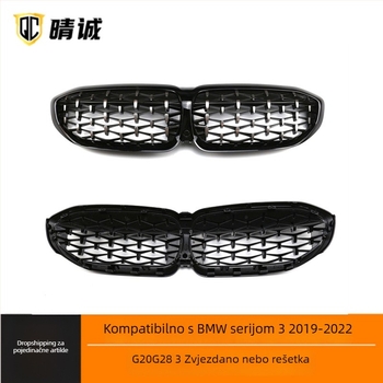 Prednja mreža branika sa zvijezdastim uzorkom (ABS plastika) za BMW Serija 3, 2019-2022, težina 2 kg, brend Sing-Cheng