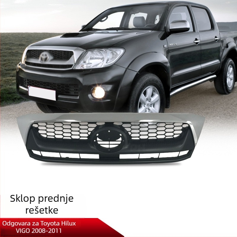 Prednja rešetka sklop za Toyota Hilux Vigo (2008-2011), ABS plast, ugradnja na branik, ventilirana rešetka