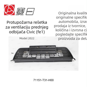 Sporax prednja mreža za ventilaciju prednjeg branika Honda Civic 2022-2024 — donja mreža, ABS plast, ugradnja na branika, broj dijela 71151-T31-H00
