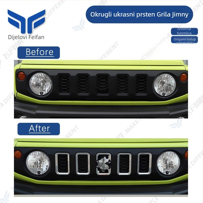 Dekorativni poklopac prednje rešetke za Suzuki Jimny JB64W/JB74, ABS plastika, ugradnja u srednju rešetku, 2019-2024, Feifan