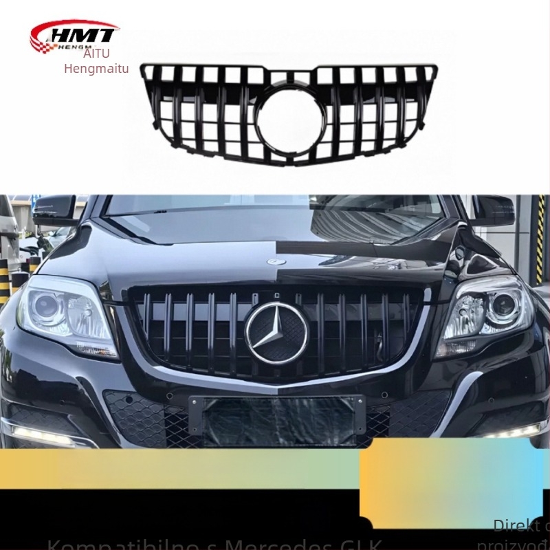 GT stil prednje grile usisnika zraka s vertikalnim trakama Starry Sky za Mercedes-Benz GLK X204 (2008–2015) — ABS plastika