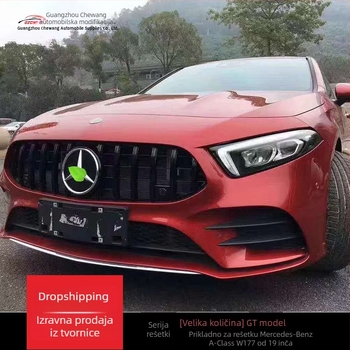 Mercedes-Benz A-Class W177 GT stil središnja prednja rešetka, ABS plastika, montaža na branik, 2019-2023, brend GZCWQC