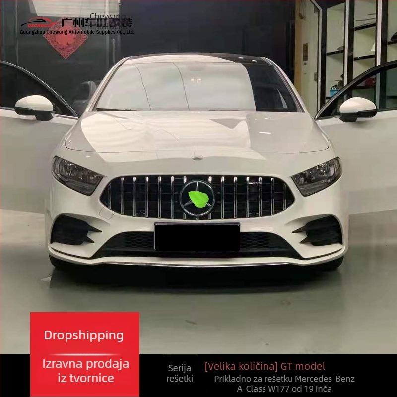 Mercedes-Benz A-Class W177 GT stil središnja prednja rešetka, ABS plastika, montaža na branik, 2019-2023, brend GZCWQC
