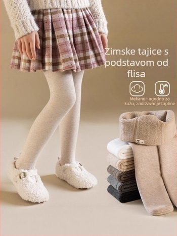 Dječje jednovremene hlače s flis unutarnjom podstavom, debele; 60% poliester, prozračne i topli, puna duljina zimi