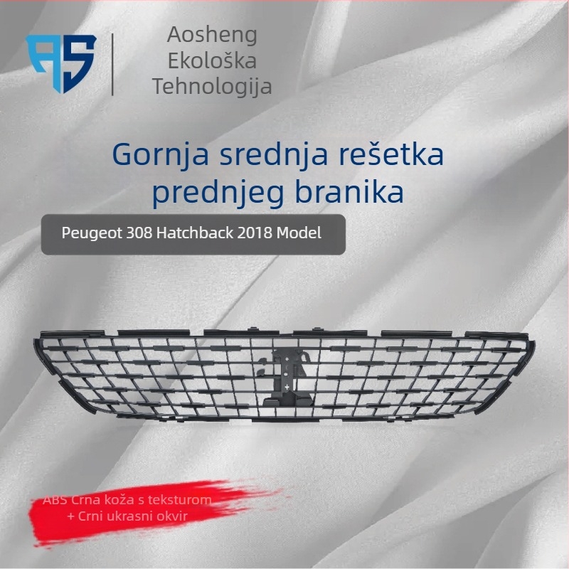 Gornji mrežni pokrov prednjeg branika s kožnim uzorkom za Peugeot 308 hatchback (2018) - AUSENPA - Broj dijela 1627679580 - Instalacija: prednji branik