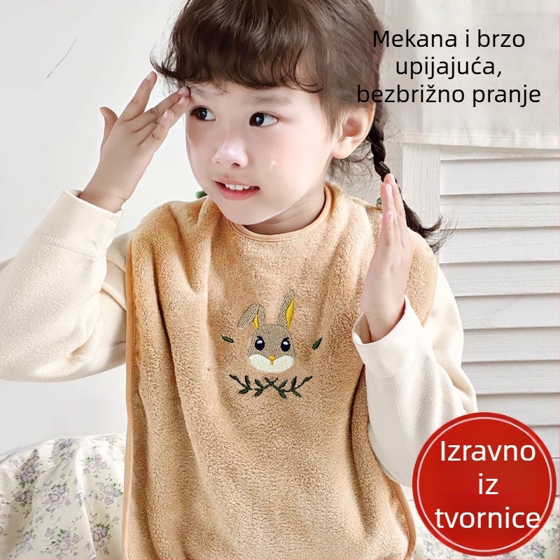 Dječji vodootporni slinavnik i maramica za lice, koralni flis, podstava od pamuka, crtani uzorak, za dob 1–6 godina