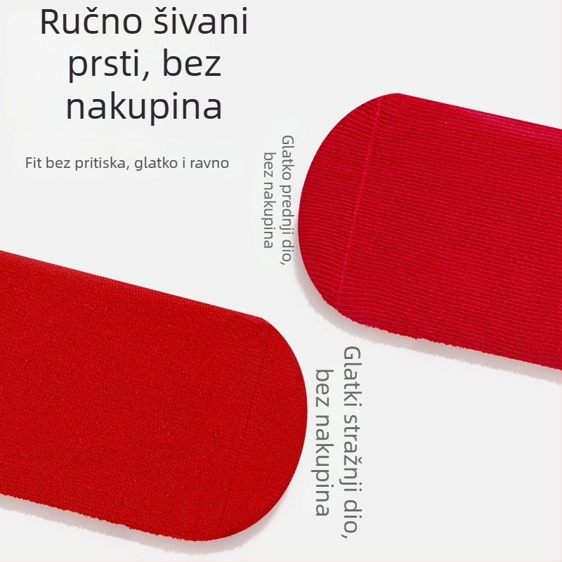 Dječje podne čarape za proljeće i jesen, protuklizne, bezšavne, za novorođenčad i malu djecu, srednje duljine, pamuk, crvene