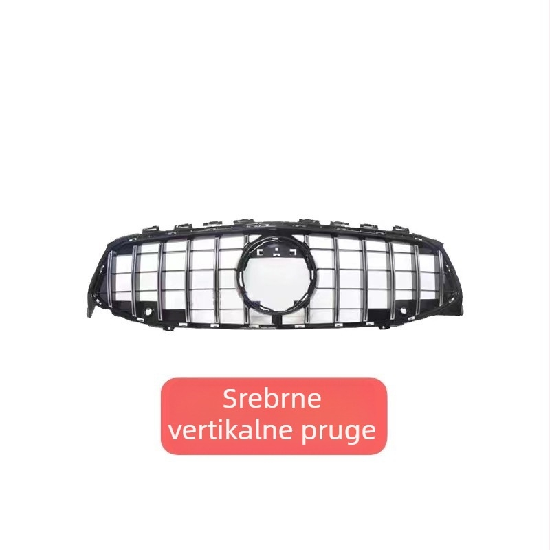 Gril za Mercedes-Benz CLA W118, GLA – GT okomite pruge, ABS plastika; ugradnja u radijator; modeli godina 2020–2022; težina 3,8 kg