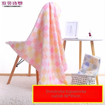Dječji ručnik za kupanje od gaze pamuka, jacquard, 170–200 g, 32 niti, mrežasti uzorak