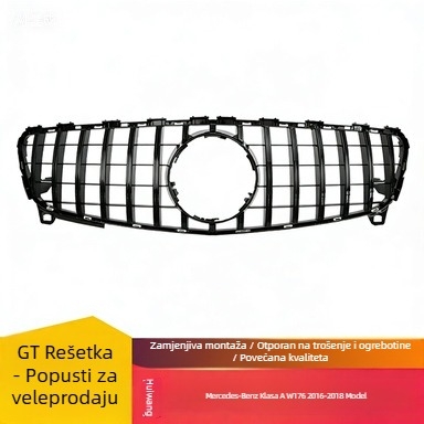 ABS plastična prednja rešetka za dovod zraka Mercedes-Benz A-Class W176 (16-18), GT Edition – srednja uspravna prednja rešetka, kompatibilna s ručnim mjenjačem